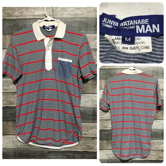Junya Watanabe Man Comme Des Garcons Polo Shirt Stripe Men’s M Japan (Flaws) - Picture 1 of 16